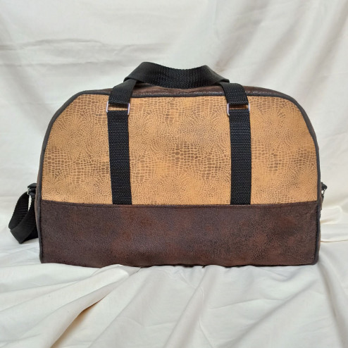 Travel / handbag - chocolate eco-leather and snake skin