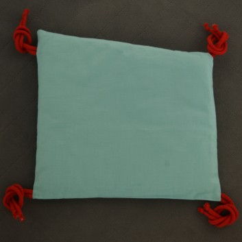 Moduł ochraniacza do łóżeczka domek turkus kropki na czerwonym handmade