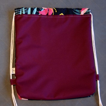 Plecak / worek z tkaniny wodoodpornej flaming na granatowym / fiolet handmade