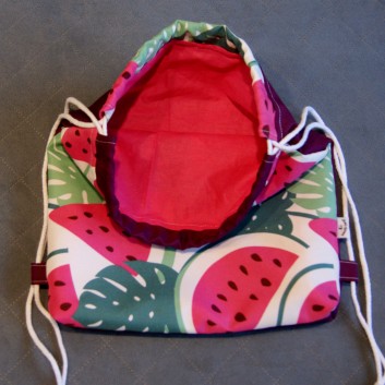 Backpack / waterproof bag - watermelons and leaves / purple