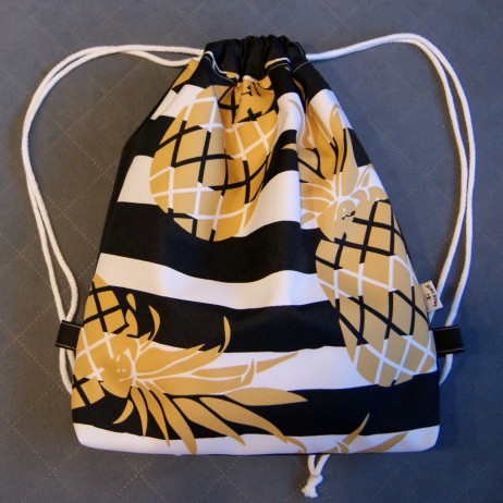 Waterproof backpack / bag - pineapples / black