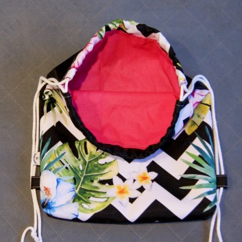Backpack / waterproof bag - heavenly flowers / black