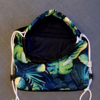 Waterproof backpack / sack - palm leaves / black