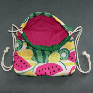 Plecak / worek z tkaniny wodoodpornej arbuzy i cytryny / zielony handmade