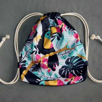 Waterproof backpack / sack - toucans / navy blue