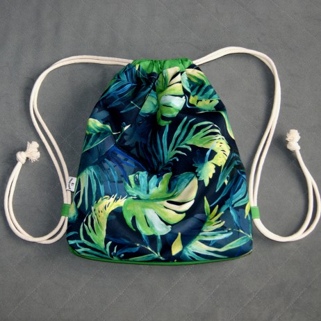Backpack / waterproof bag - green leaves / light green