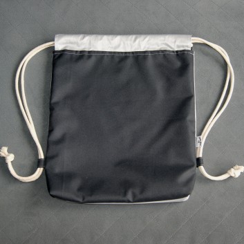 Plecak / worek z tkaniny wodoodpornej srebrny / czarny handmade