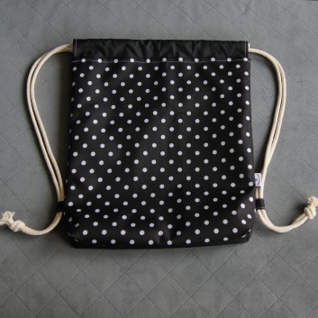 Waterproof backpack / bag - polka dots / black
