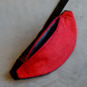 Waist sachet / fannypack - red eco-suede