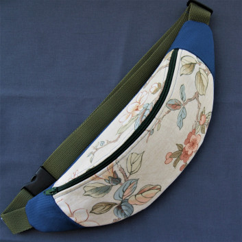 Waist sachet / bum bag - autumn flowers and blue fabric