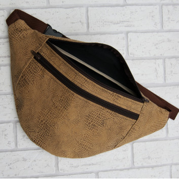 Maxi waist bag / handbag - brown snake skin